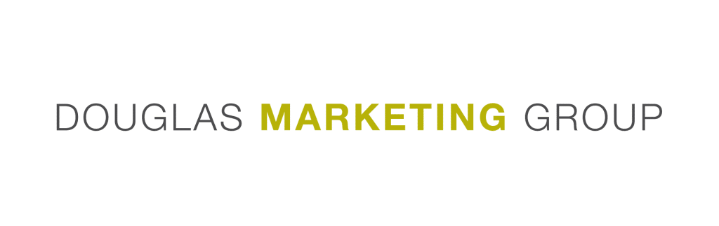 The logo of the Detroit-Windsor agency, Douglas Marketing Group, features text on a solid green background. With "Marketing" highlighted in yellow and "Douglas" and "Group" in dark gray, it symbolizes their national effort to enhance COVID-19 messaging.