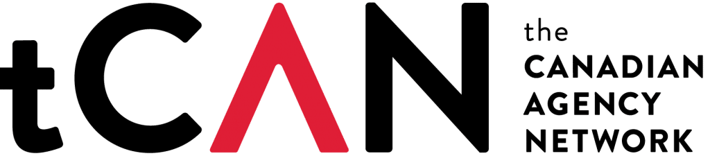 Logo for The Canadian Agency Network (tCAN) featuring the acronym "tCAN" in stylized black and red font, with the full name in smaller black letters on the right. This design underscores our commitment as part of a national effort, including the Detroit-Windsor Agency, to bolster COVID-19 messaging.
