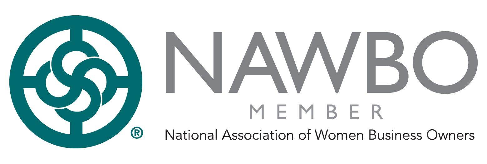 The logo of the National Association of Women Business Owners (NAWBO) Member incorporates a teal circular emblem with stylized elements. It includes the text "NAWBO Member" in gray and "National Association of Women Business Owners" below, representing their connection to expansive networks like affiliate marketing networks.