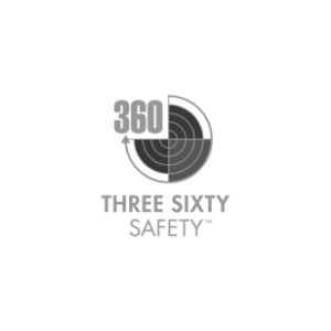 Logo of Three Sixty Safety featuring a circular design with an arrow and the text "360" above "Three Sixty Safety.