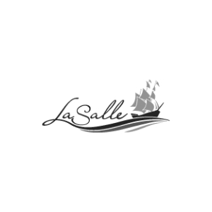 Black and white logo featuring stylized text "LaSalle" alongside a sailing ship graphic.